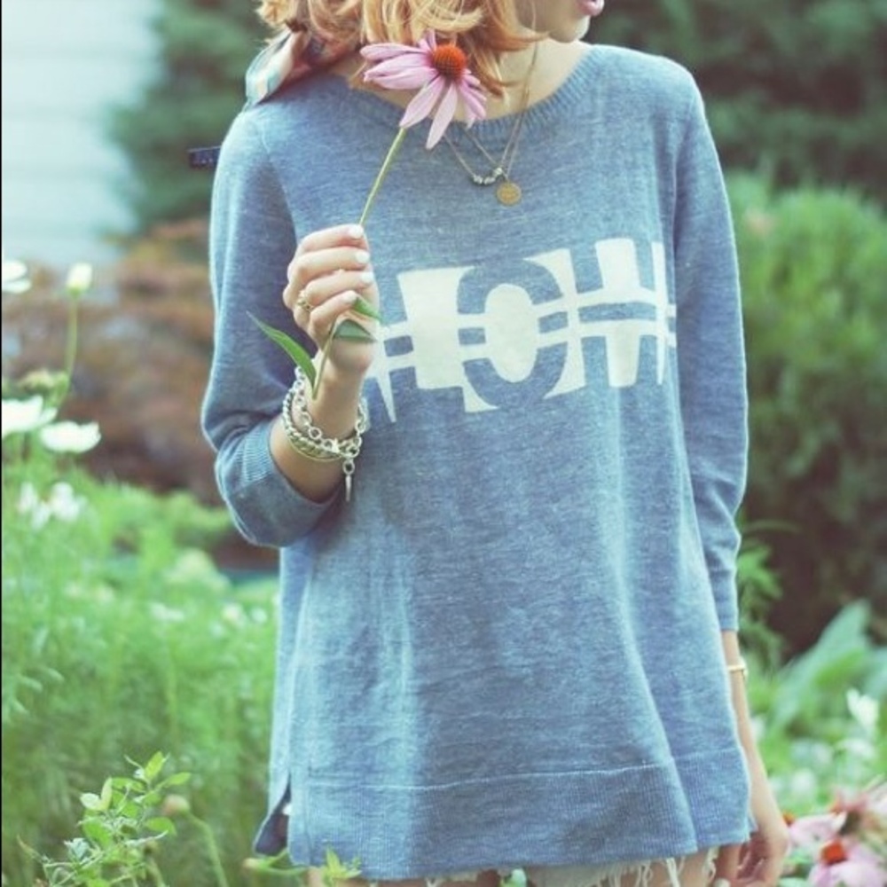 Madewell Blue Sweater with White Graphic